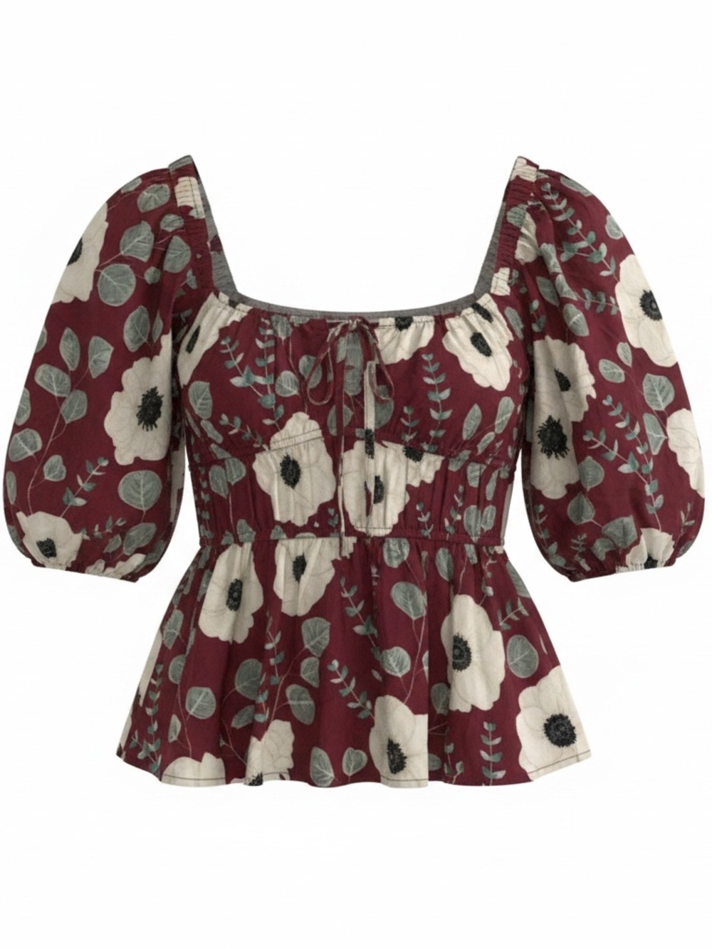 Entro Floral Puff-Sleeve Top